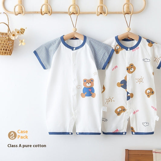 Hot New Arrivals at Buy Center: Newborn Summer Cotton Clothes Thin Baby Jumpsuit