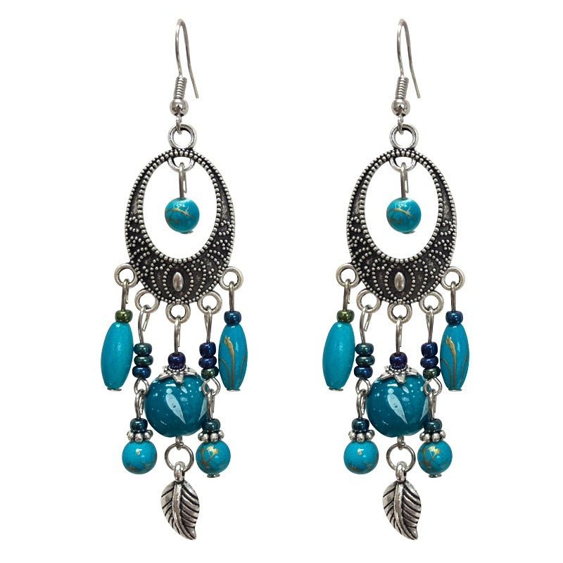 Buy Center Handpicked- Bohemian Retro Ethnic Style European And American Antique Silver Earrings