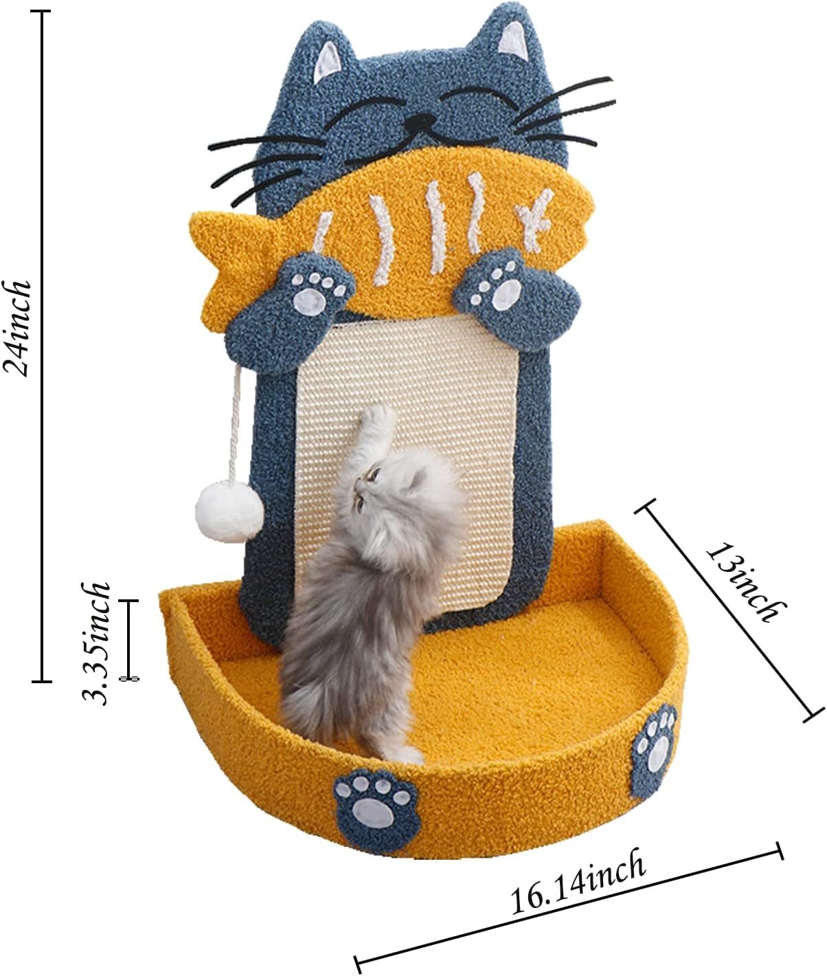 Hot New Items at Buy Center: Sisal Scratch Posts With Hanging Ball, Cat Scratching Board With Cat Bed, Cat Eating Fish Shape Cat Scratch Pad For Indoor Cats Kitten