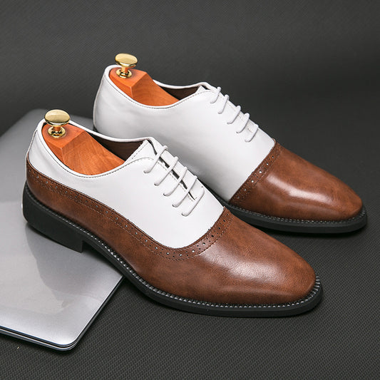 Fresh Arrivals at Buy Center: Men's Business Double Color Block Leather Shoes