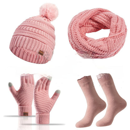 Winter Female Cap Scarf Gloves And Socks Four-piece Set Buy Center