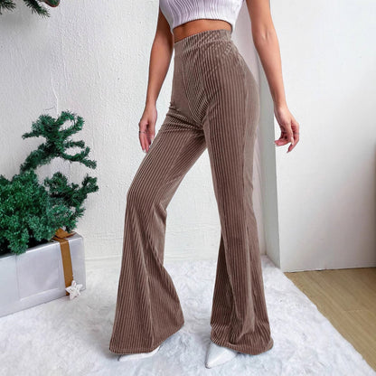 High Waist Lamp Wick Corduroy Bell-bottom Pants Wide Leg Women Buy Center