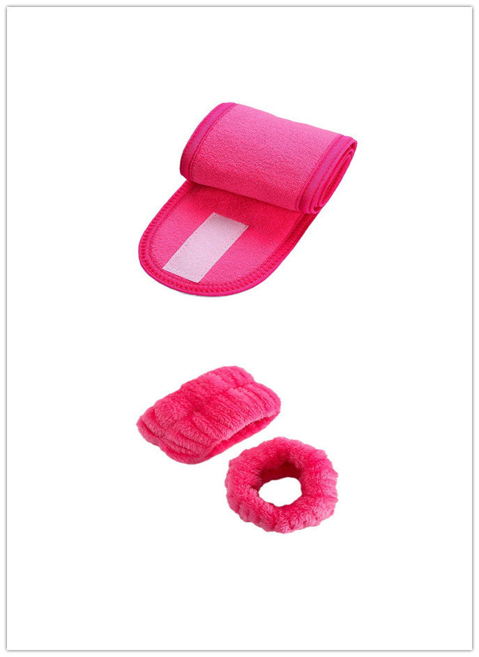 Fresh Arrivals at Buy Center: Face Wash Wristband Hand Strap Hair Band Set rose red