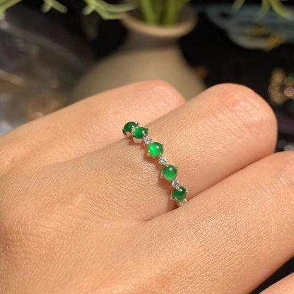 Ice-like Sun Green Chalcedony Egg Noodles Stackable Ring Ladies Buy Center