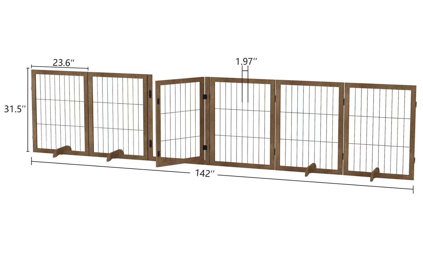 Dog Gate With Door Walk Through 144inch Extra Wide 32inch Tall 6 Panels Foldable Wire Pet Gate Barrier For House Doorway Stairs Pet Puppy Safety Fence Support Feet Included Solid Hard Wood Buy Center