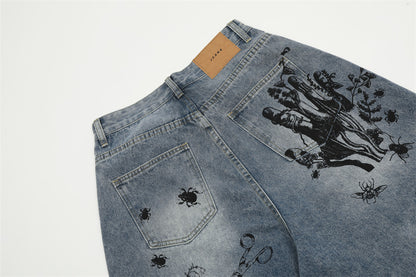 Newly Released at Buy Center: Graffiti Printing Jeans Middle Pants Men