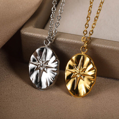 Buy Center Exclusive Offer-Niche Design Round Plate Pendant Necklace Simple