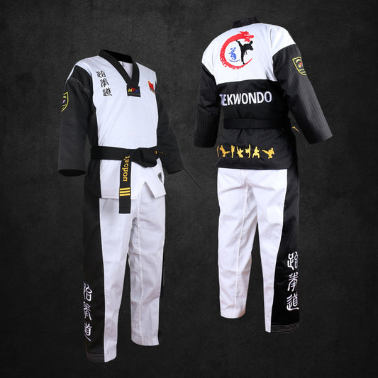 Ropa de entrenamiento de manga larga para niños, uniforme de TKD, estilo de actuación