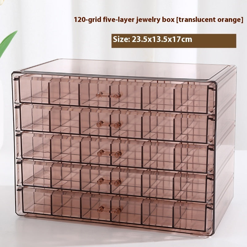 Just Arrived at Buy Center: Transparent Jewelry Storage Box Multi-layer Large Capacity Rings Ear Studs Necklace Bracelet Household Drawer Transparent Purple 120Grid