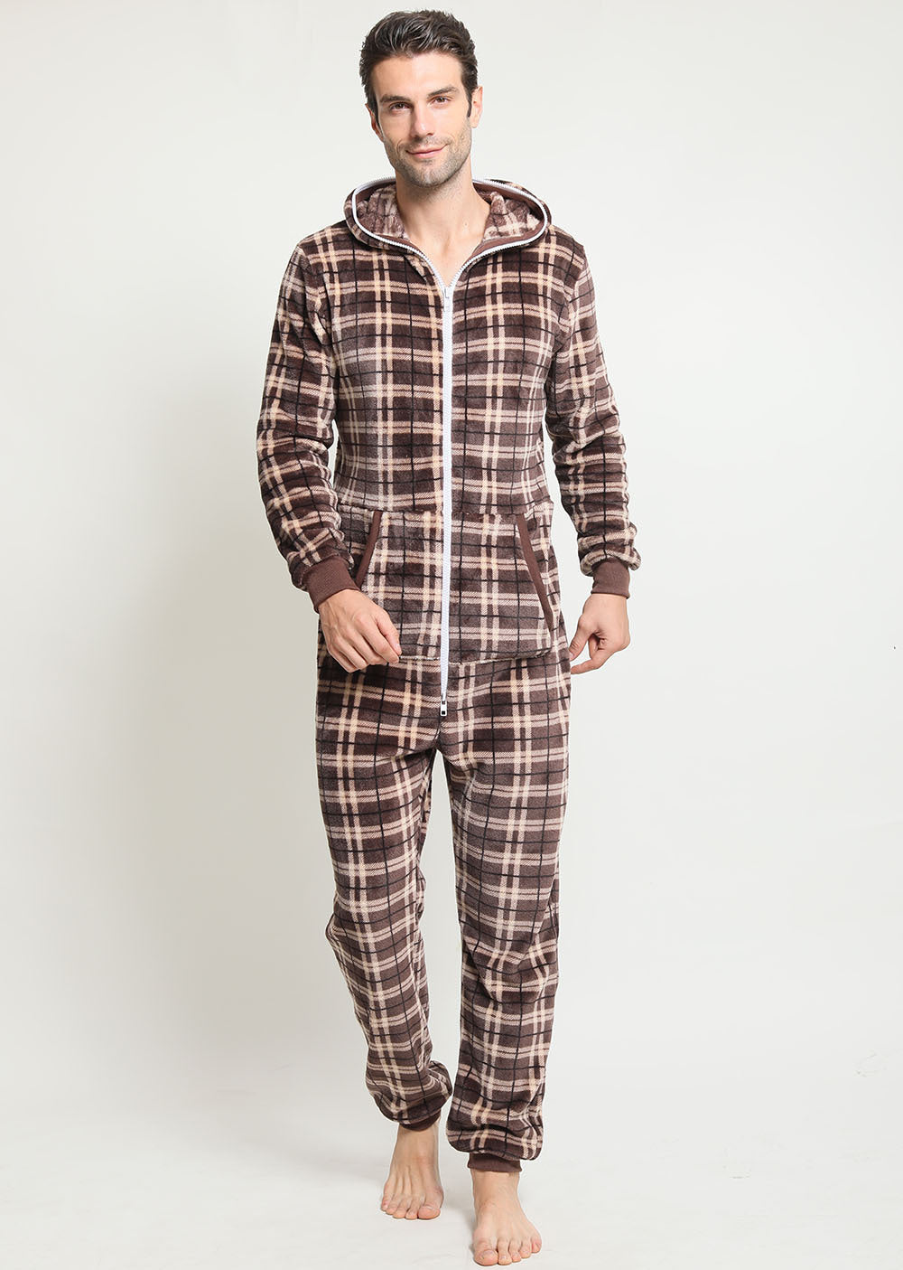 Men's Flannel Plaid One-piece Home Service Buy Center