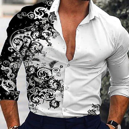 Camisa de manga larga con estampado 3D de degradado para hombre