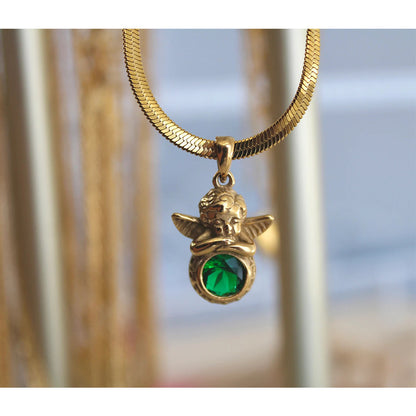 High Color Retention Guardian Angel Pendant Necklace