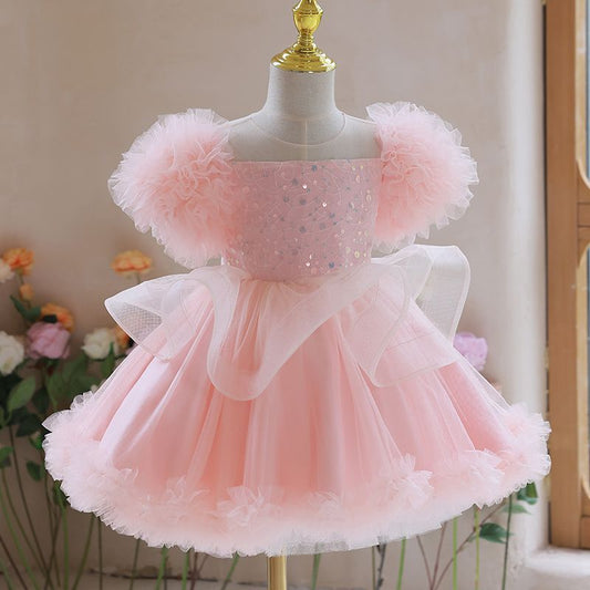 Fresh on the Scene at Buy Center: Birthday Flower Girl Gauzy Gown Performance Costume Pink