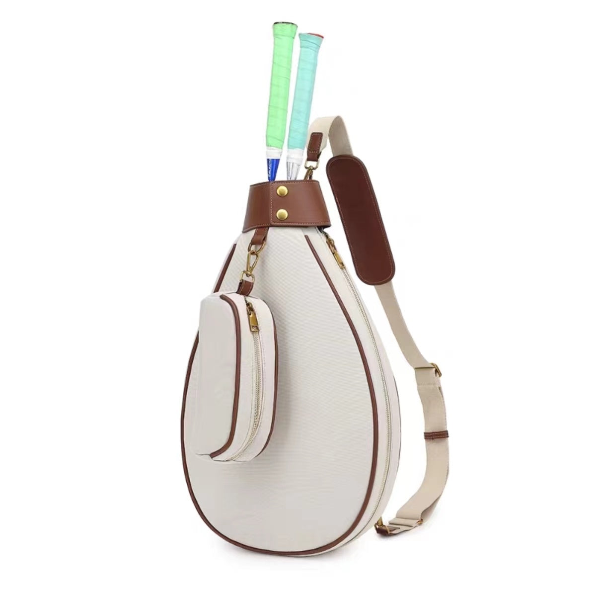 Just Arrived at Buy Center: Badminton Bag Women's One Shoulder Retro Cappuccino White See Description