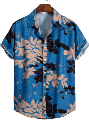 Men's Short-sleeved Shirt 3D Digital Printing Hawaiian Trendy Cardigan Shirt