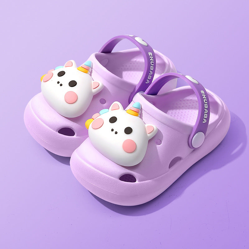 Fresh Arrivals at Buy Center: Children's Slippers Summer Cartoon Baby Soft Bottom Hole Shoes Boys And Girls Closed Toe Sandals