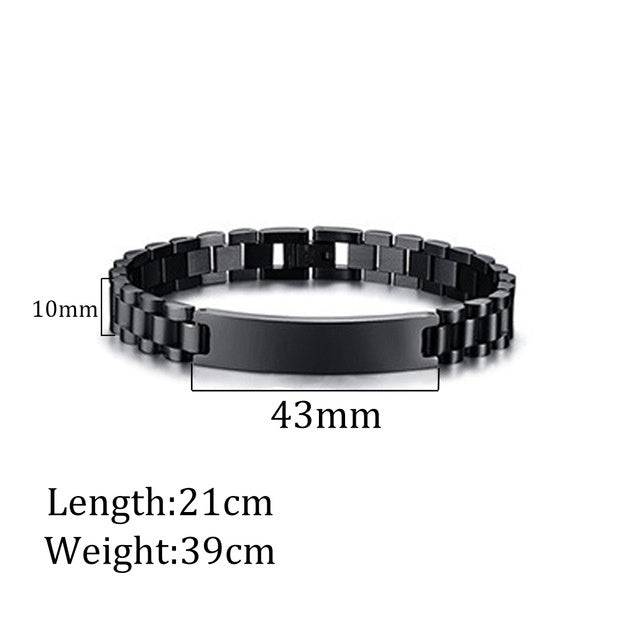 Buy Center Prestige-Stylish Stainless Steel Laser Engraving Bracelet Black 2Style