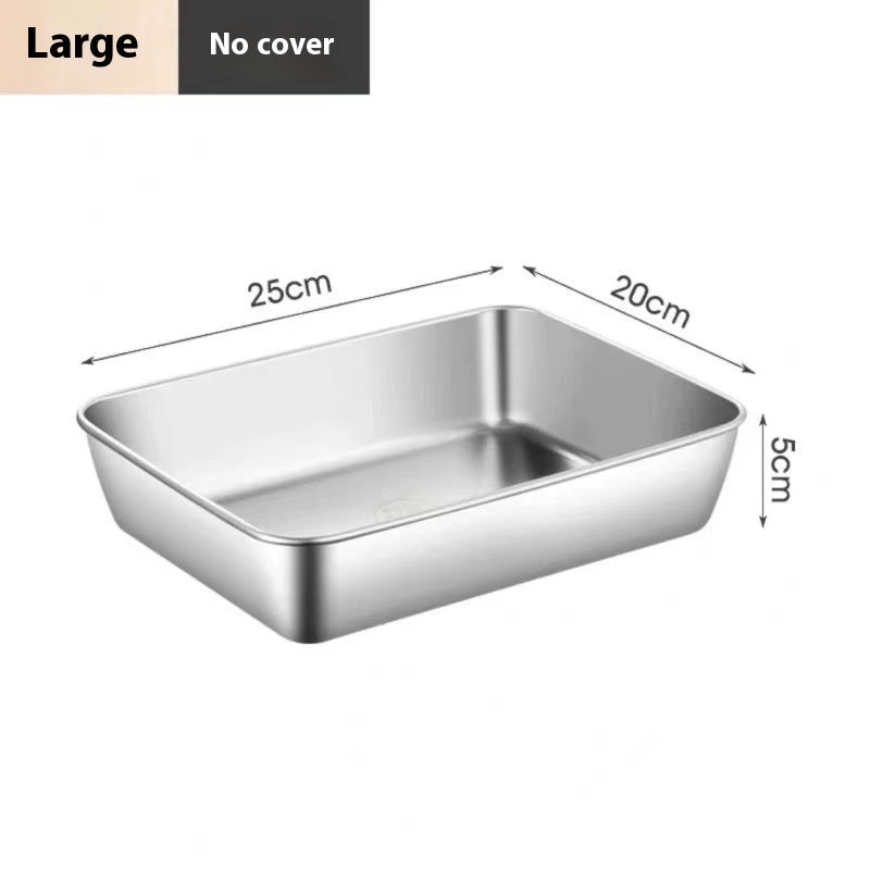 Newly Released at Buy Center: Thickened Stainless Steel Plate Household With Lid 410 Cooking Box Without Lid