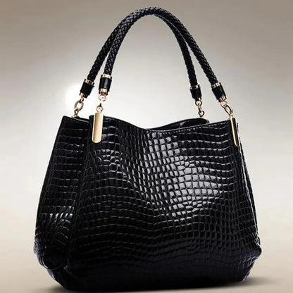 Bolso de mujer de gran capacidad, bolso de mano para uso diario, bolso de hombro para mujer, bolso de mano con estampado de cocodrilo y cara brillante para compras