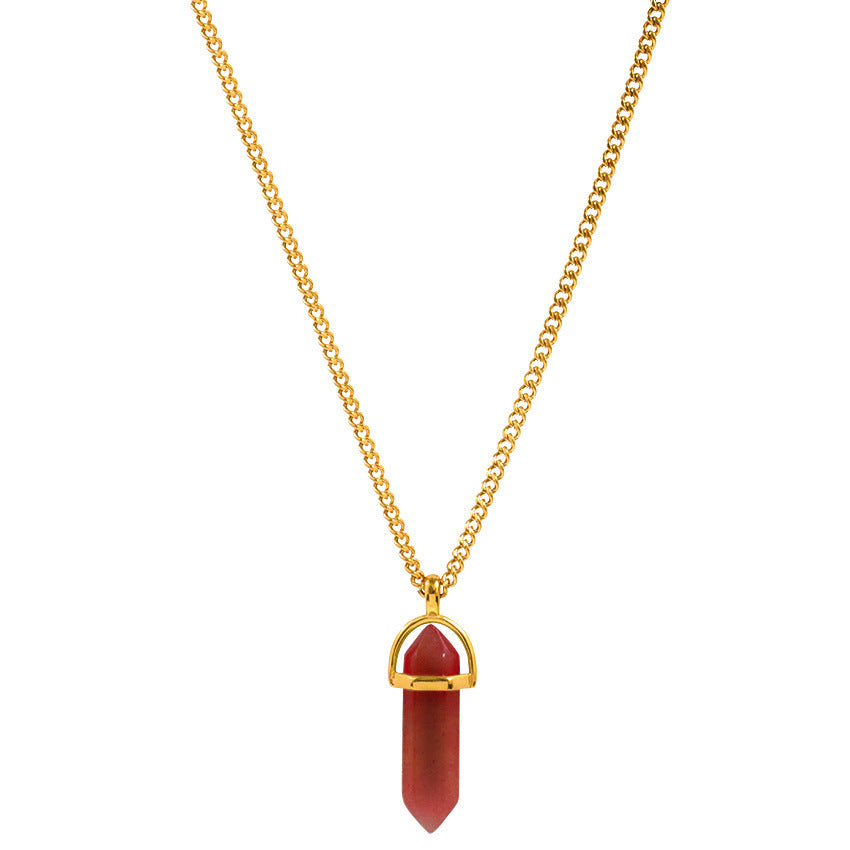 Buy Center Hot Pick-3Creative Glass Hexagon Prism Necklace Red 18K