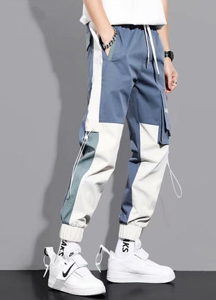 Men's Versatile Ankle-tied Stitching Drawstring Thin Casual Pants