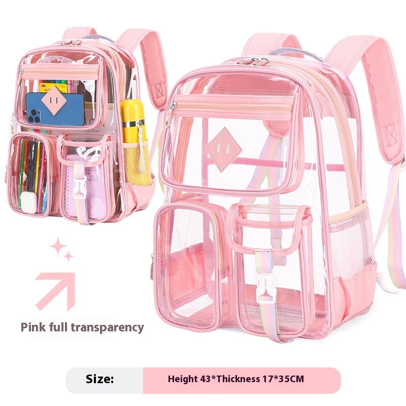 Transparent Bag Waterproof Primary School Student Schoolbag For Junior High School Grade