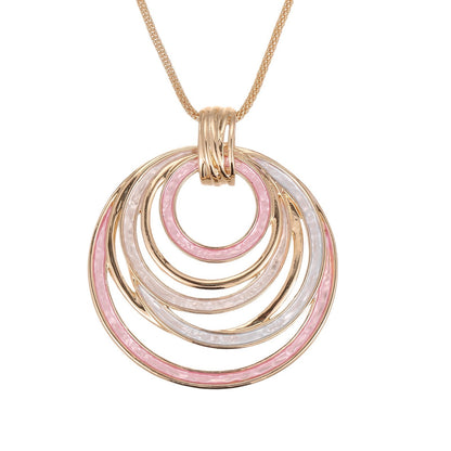 Buy Center Exclusive Offer-Colorful Painting Oil Round Hollow Geometric Line Necklace