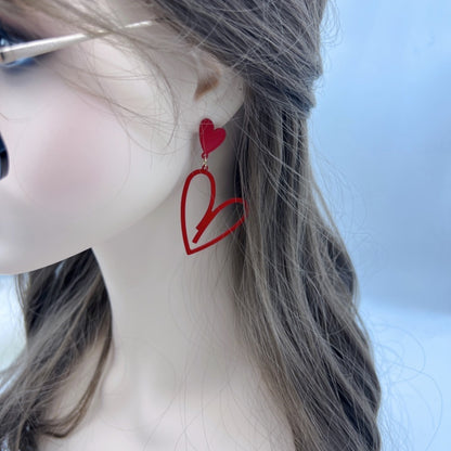 Buy Center Ultimate-Simple Metal Heart Electrophoretic Coating Exaggerated Personalized Design Earrings