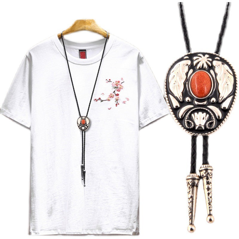 Buy Center Hot Pick-Men's, Red Stone Pendant Necklace