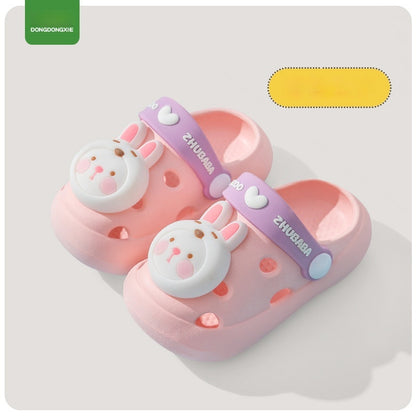 Fresh Arrivals at Buy Center: Children's Slippers Summer Cartoon Baby Soft Bottom Hole Shoes Boys And Girls Closed Toe Sandals Pink Rabbit