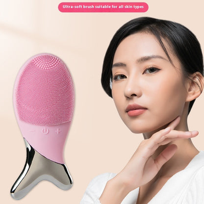 Système de nettoyage en gel de silicone Instrument électrique pour le visage Brosse de nettoyage des pores Instrument thérapeutique inductif Masseur à vibrations