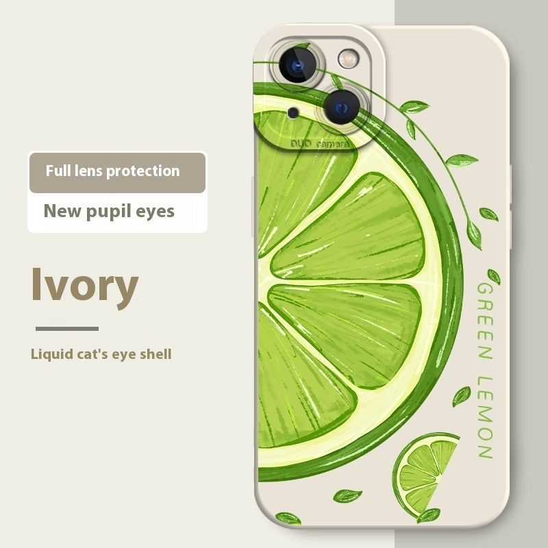 Just Arrived at Buy Center: Applicable To 15 New 14plus Frosted 13 Silicone 12mini Protective Case 11promax Phone Case Green Lemon TSY2381 White