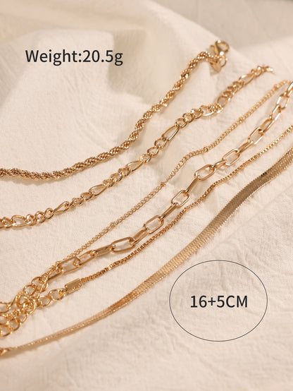 Hot New Items at Buy Center: Bohemian Minimalist Handmade Metal Chain Women's Set With 6 Multi Layer Chain Simple Bracelet