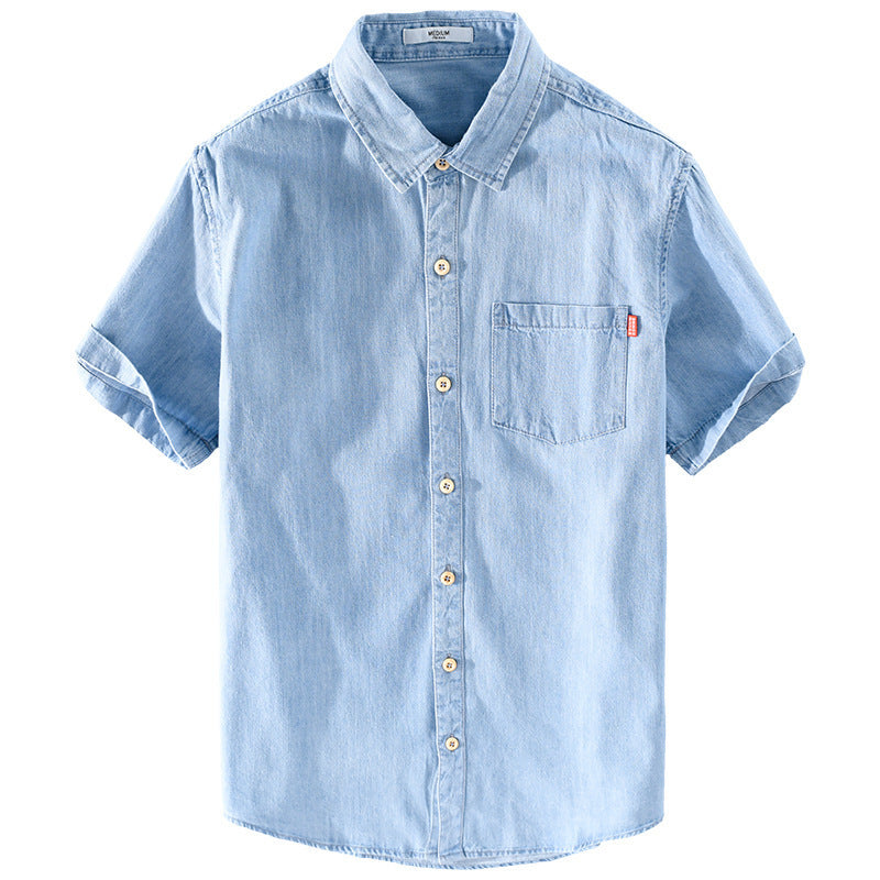 Fresh on the Scene at Buy Center: Summer Cotton Short Sleeve Denim Shirt For Men Classic All-matching