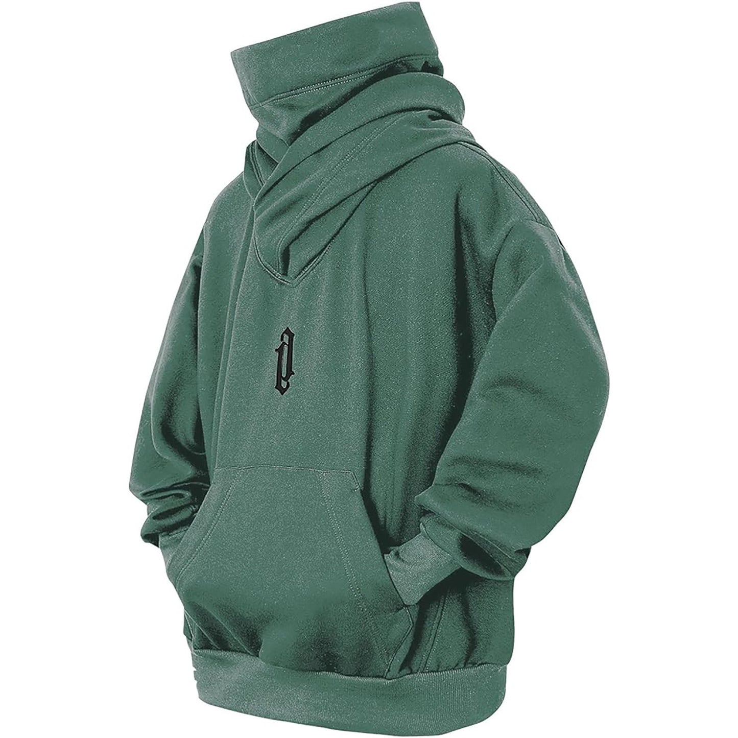 Just Arrived at Buy Center: Pile Collar Hooded Sweater Men's Loose Casual Peacock Green