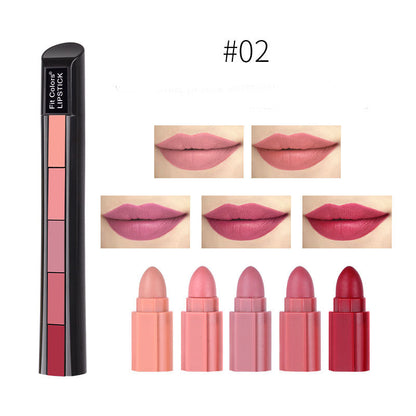 Buy Center Choice-Matte 5-color Lipstick Set Velvet Lip Stick Non-stick Lip Gloss Long Lasting Waterproof Sexy Red Lipstick 2 Style