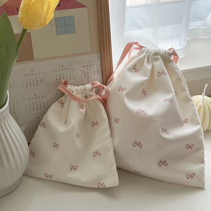 Fresh Arrivals at Buy Center: Sweet Bow Print Drawstring Storage Bag