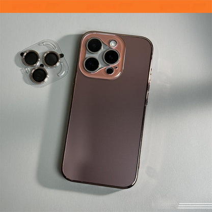 New at Buy Center: Frosted Glass Anti Drop Electroplating Soft Edge Phone Case Brown feed lens film