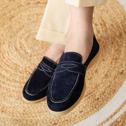 Trending Now at Buy Center: Men's Summer Casual Round Head Suede Shoes Dark Blue