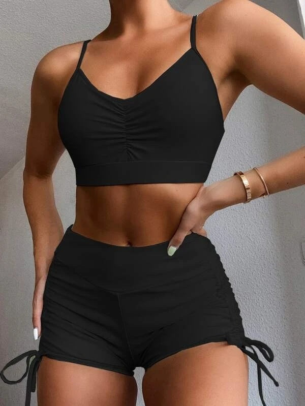 Newly Released at Buy Center: Women's Pure Color Bikini High Waist Split Swimsuit