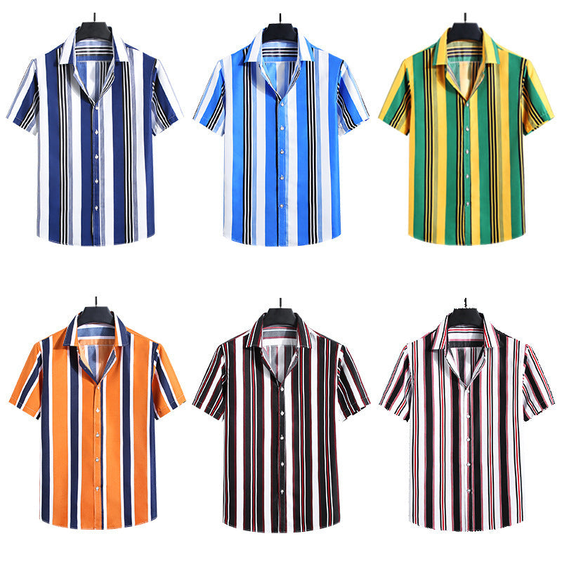 Fresh Arrivals at Buy Center: Men's Fashion Loose Striped Short Sleeve Shirt Top