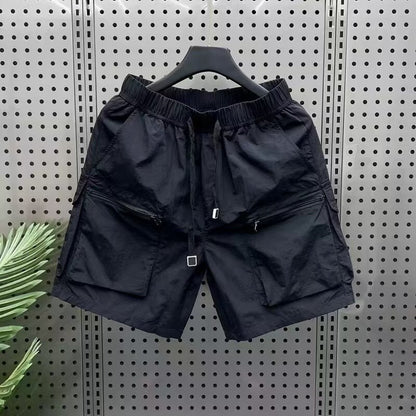 Newly Released at Buy Center: Men's Sports Thin Section Loose Casual Quick-drying Fifth Pants Cargo Shorts Black