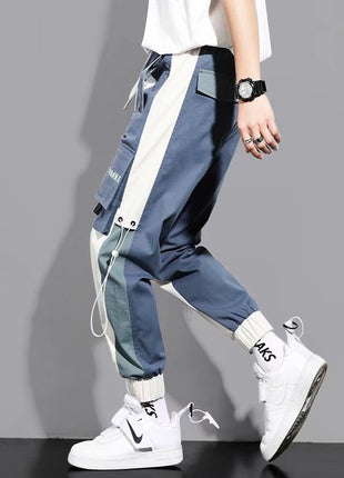 Men's Versatile Ankle-tied Stitching Drawstring Thin Casual Pants