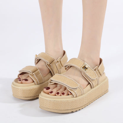 Hot New Items at Buy Center: Women's Summer Open Toed Woven Hollowed Flat Sandals