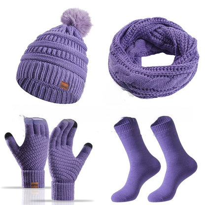 Winter Female Cap Scarf Gloves And Socks Four-piece Set Buy Center