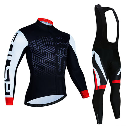 Fresh on the Scene at Buy Center: Men's Riding Jersey Long Sleeve Top And Trousers Wicking Breathable Cycling Suspender Suit Style12