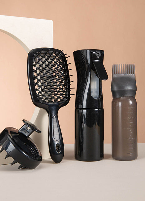 High Pressure Spray Bottle Cleaning Silicone Shampoo Brush Hollow Comb Hair Care Hair Dyeing Comb Suit