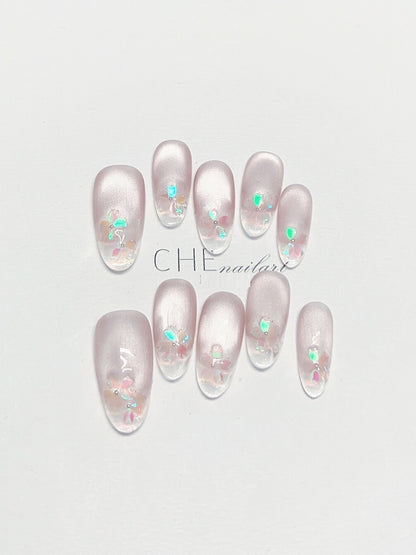 Hot New Items at Buy Center: Handmade Custom Wear Nail Cat Eye Oval Ice Transparent Fluorescent