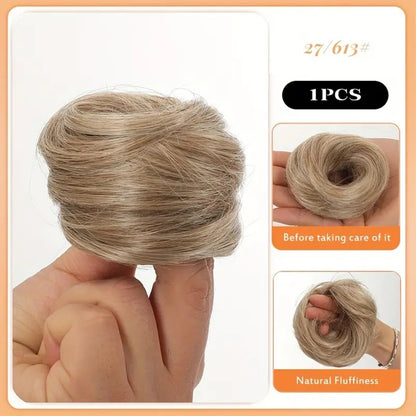 Simulation de boucle de cheveux pour femme avec perruque moelleuse et élastique