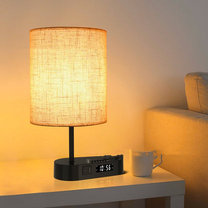 Fresh Arrivals at Buy Center: Multifunctional Bluetooth Playing Alarm Clock Fabric Table Lamp Round Lampshade